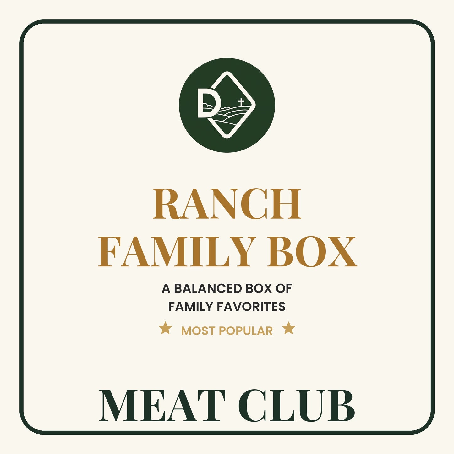 Ranch family box label with Diamond D Ranch Logo