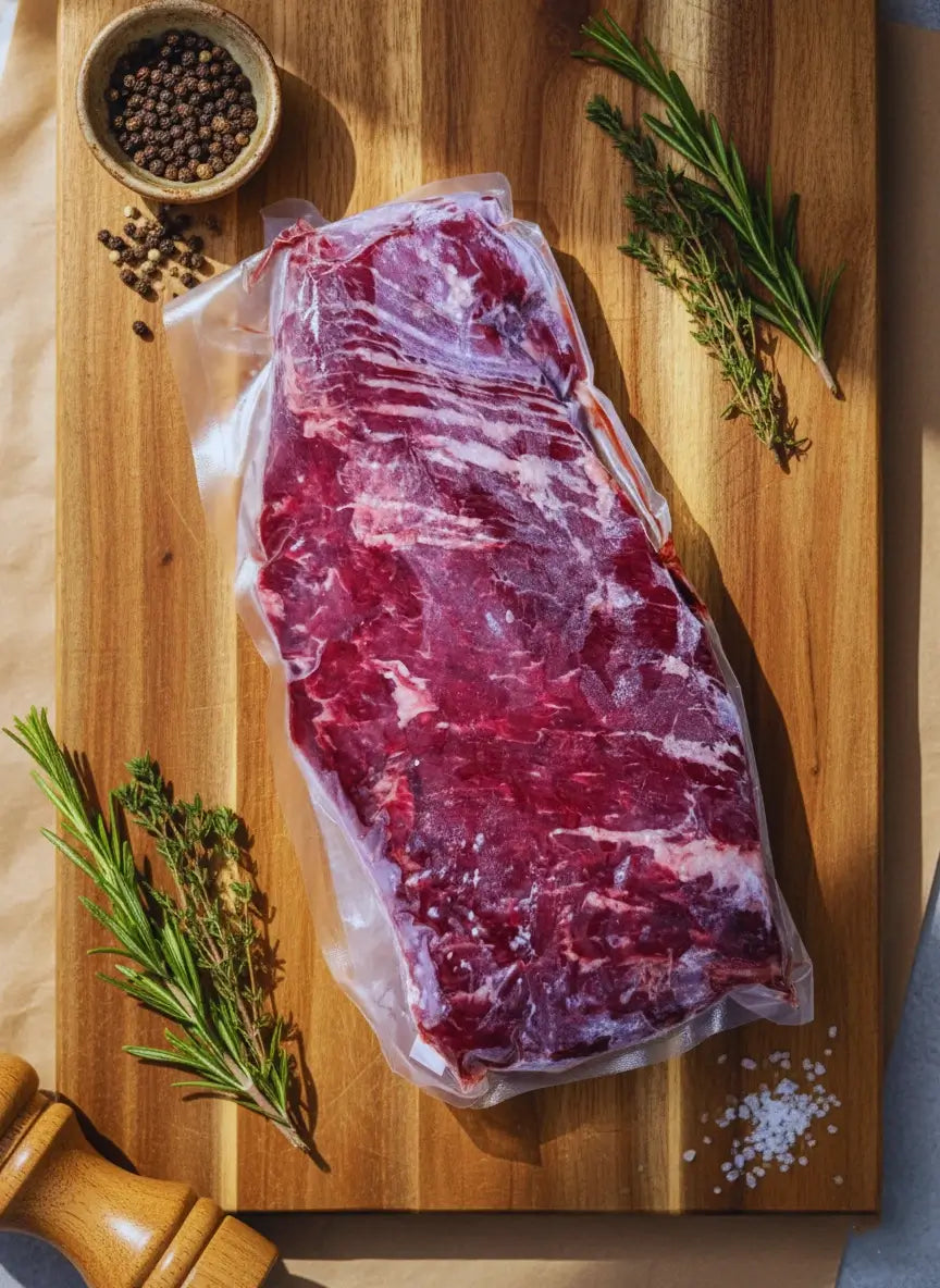 Dry aged skirt steak for grilling from Diamond D Ranch Alabama