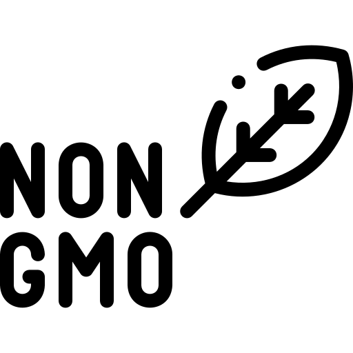 Non-GMO logo with a leaf on the side