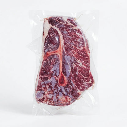Diamond D Ranch beef roast in clear vacuum-sealed packaging on a white background