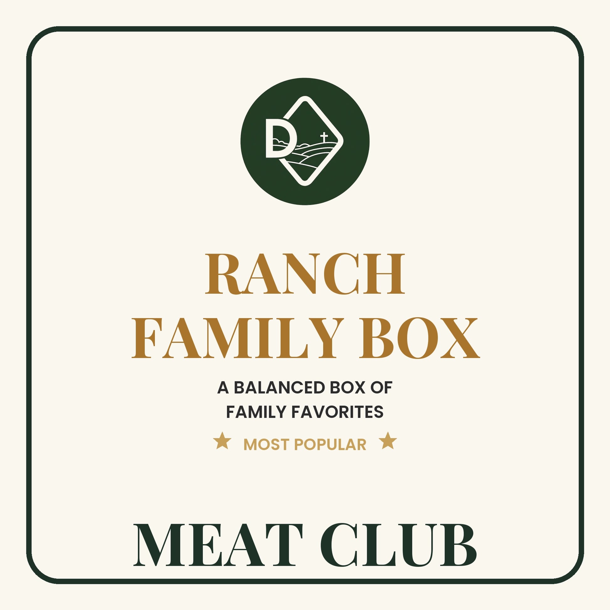 Ranch family box label with Diamond D Ranch Logo