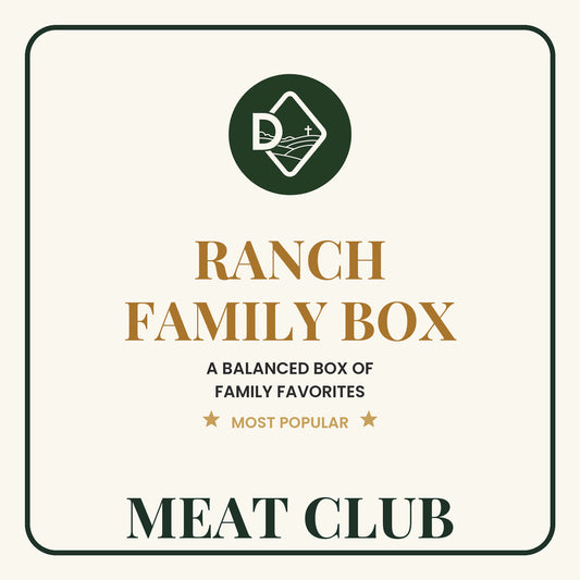 Ranch family box label with Diamond D Ranch Logo
