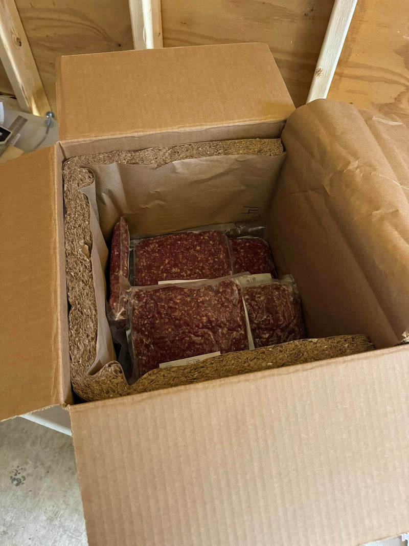 Vacuum-sealed Diamond D Ranch beef packed for shipping